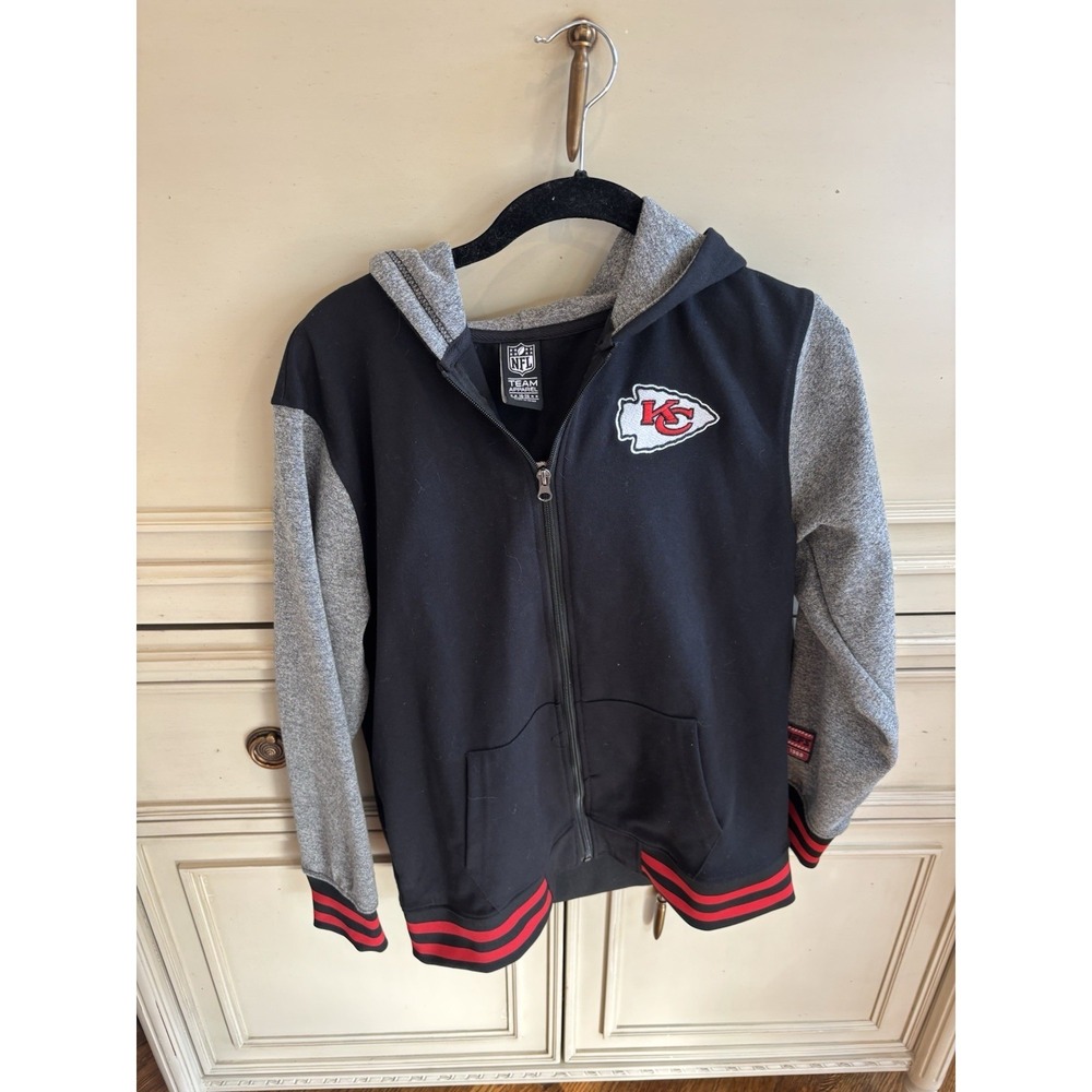 NFL Team Apparel Kansas City Chiefs‎ Boys Zip Up Hoodie NWT 18-20 Cotton Blend